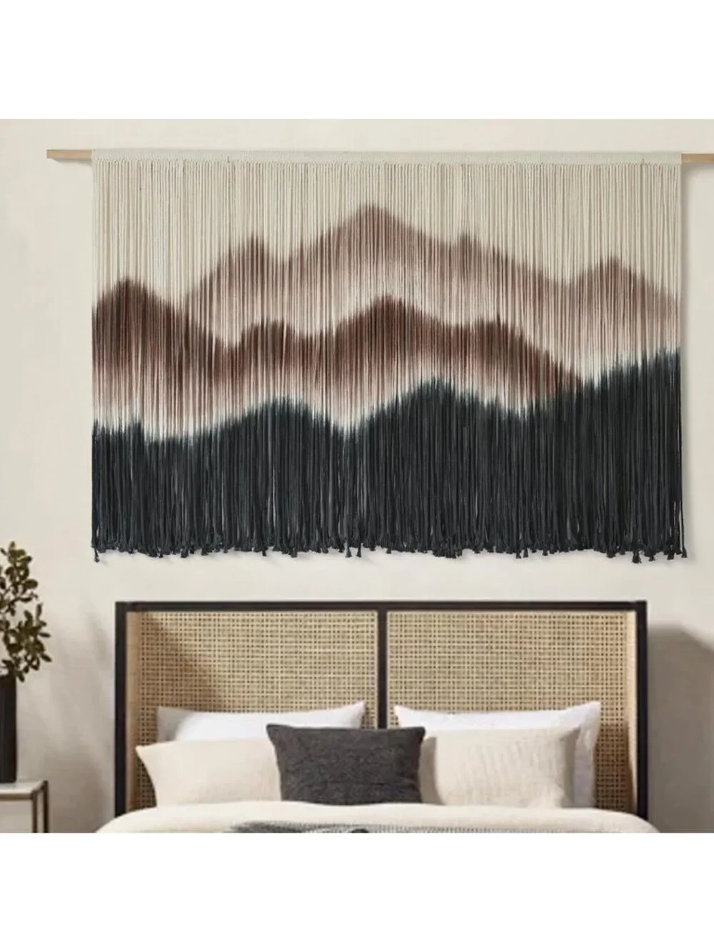 Boho Macrame Wall Hanging - Mountain Dip Dyed Fiber Art Decor 57